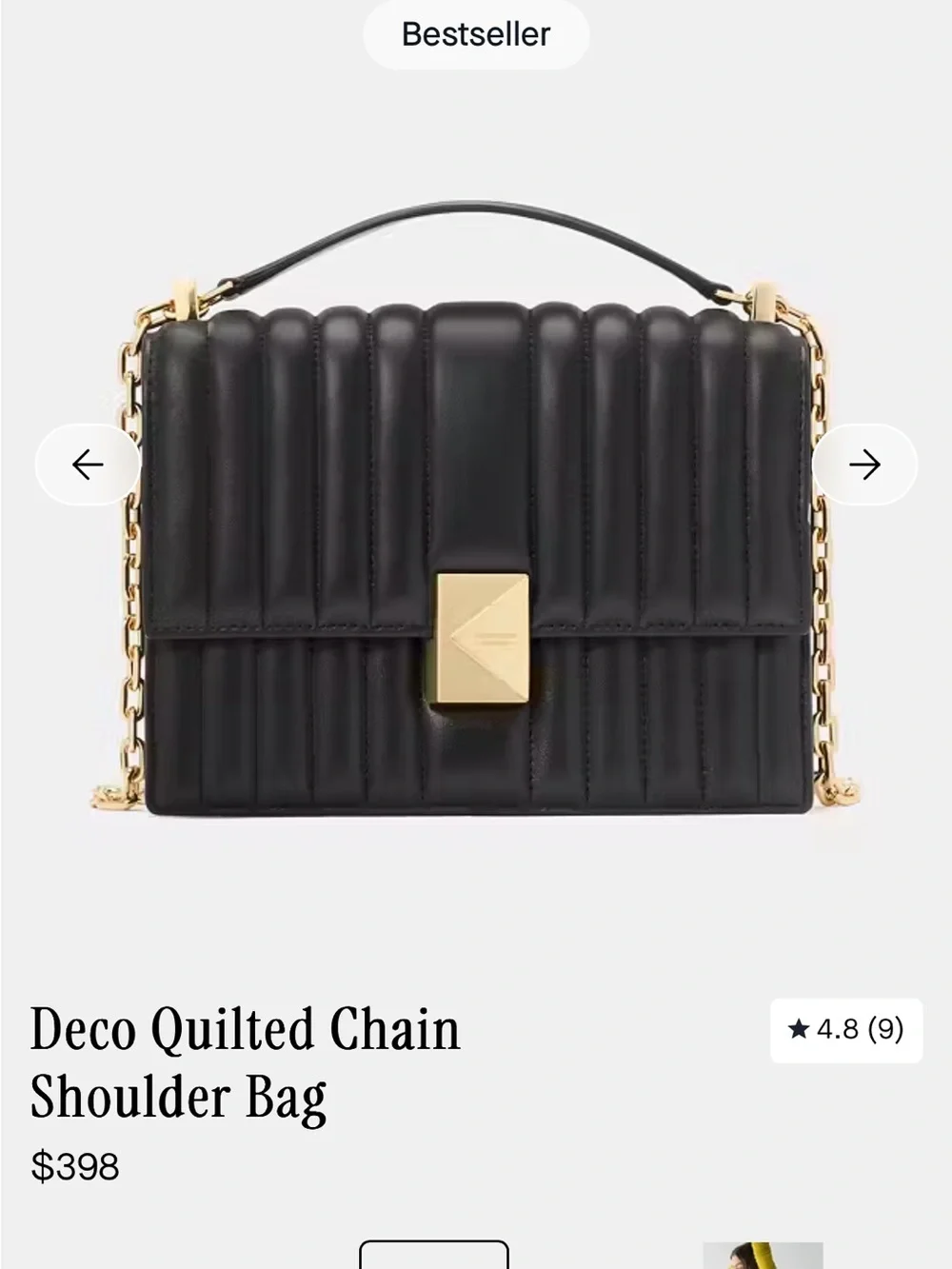 Kate Spade Deco Quilted Chain Shoulder Bag - Black